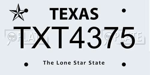 TXT4375 Texas License Plate