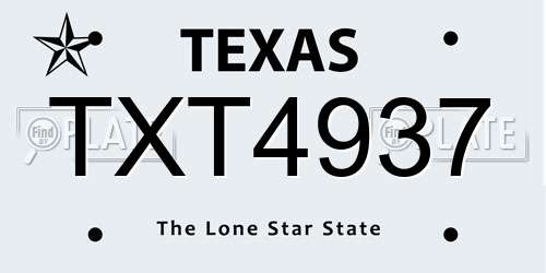 TXT4937 Texas License Plate