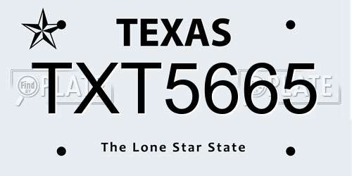 TXT5665 Texas License Plate