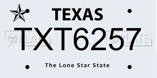 TXT6257 Texas License Plate
