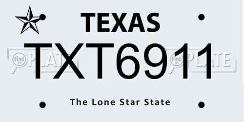TXT6911 Texas License Plate