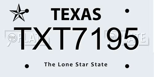 TXT7195 Texas License Plate