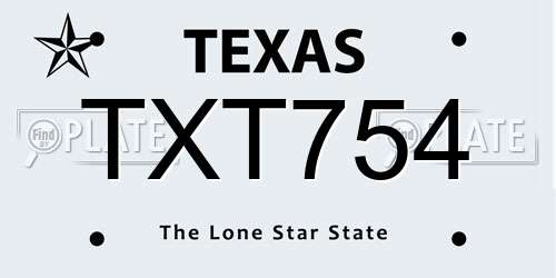 TXT754 Texas License Plate