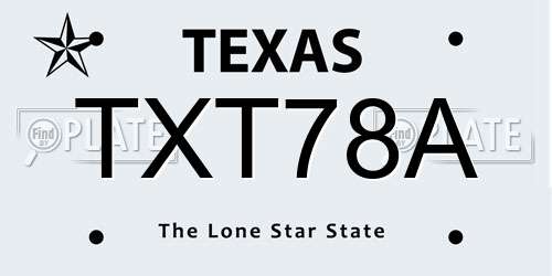 TXT78A Texas License Plate