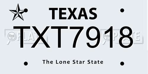 TXT7918 Texas License Plate