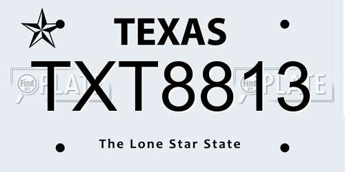 TXT8813 Texas License Plate