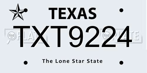 TXT9224 Texas License Plate