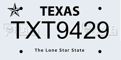 TXT9429 Texas License Plate