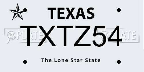 TXTZ54 Texas License Plate