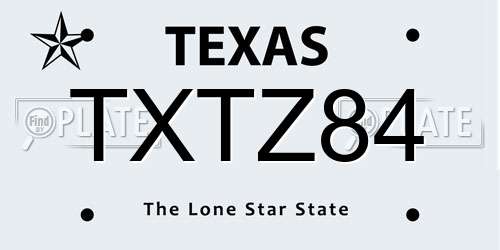 TXTZ84 Texas License Plate