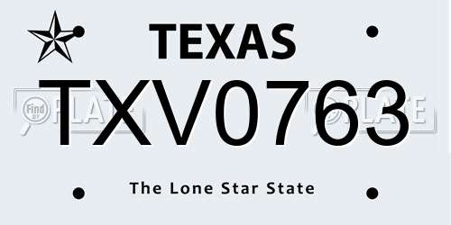 TXV0763 Texas License Plate