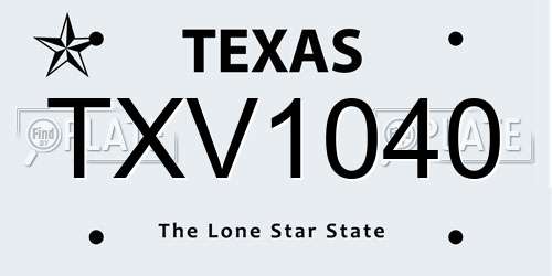 TXV1040 Texas License Plate