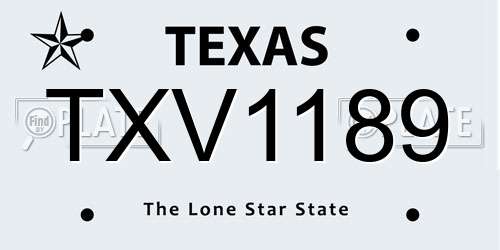 TXV1189 Texas License Plate