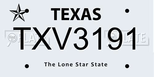 TXV3191 Texas License Plate