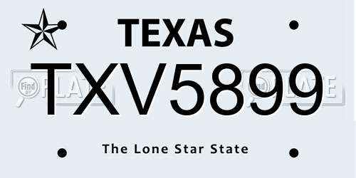 TXV5899 Texas License Plate