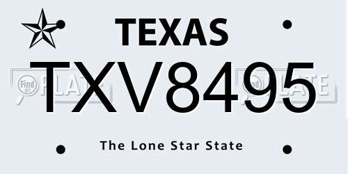 TXV8495 Texas License Plate