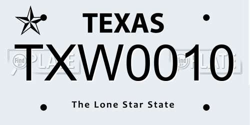 TXW0010 Texas License Plate