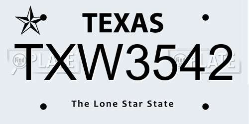 TXW3542 Texas License Plate