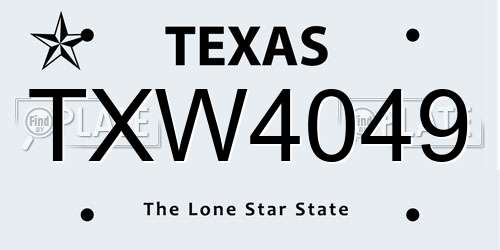 TXW4049 Texas License Plate