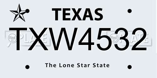 TXW4532 Texas License Plate
