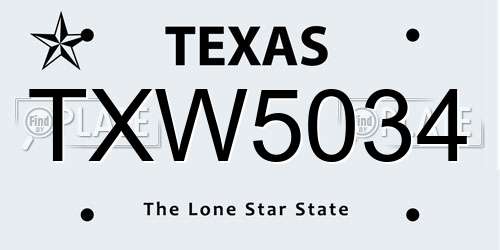 TXW5034 Texas License Plate