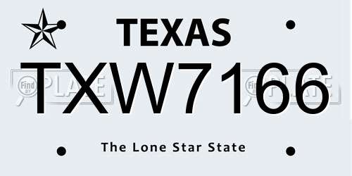 TXW7166 Texas License Plate