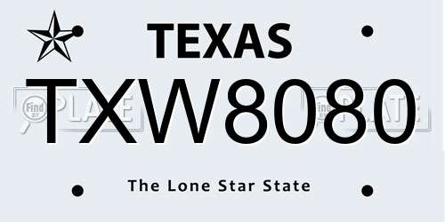 TXW8080 Texas License Plate