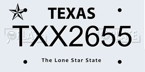 TXX2655 Texas License Plate