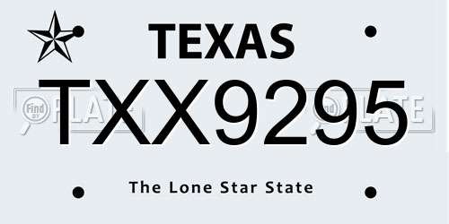 TXX9295 Texas License Plate