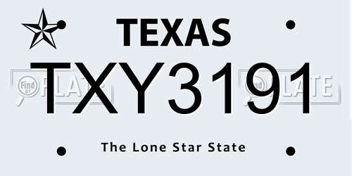 TXY3191 Texas License Plate
