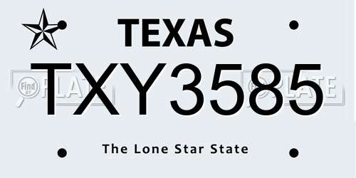 TXY3585 Texas License Plate