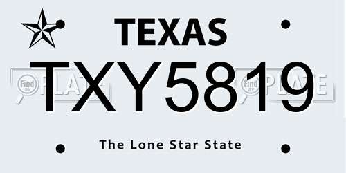 TXY5819 Texas License Plate