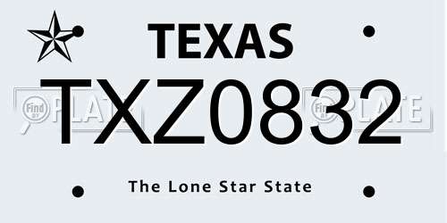 TXZ0832 Texas License Plate