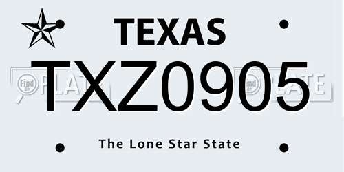 TXZ0905 Texas License Plate