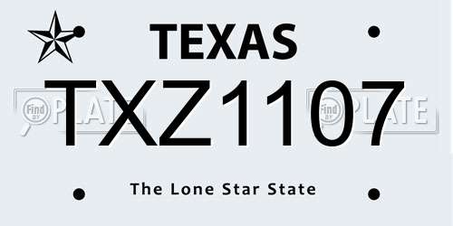 TXZ1107 Texas License Plate