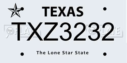 TXZ3232 Texas License Plate