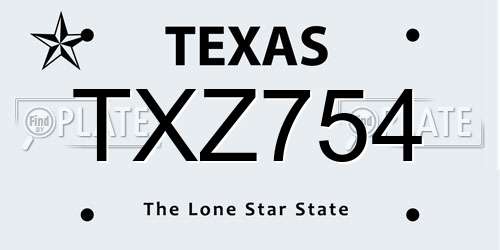 TXZ754 Texas License Plate