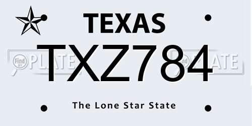 TXZ784 Texas License Plate