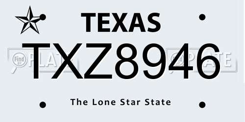 TXZ8946 Texas License Plate