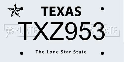 TXZ953 Texas License Plate