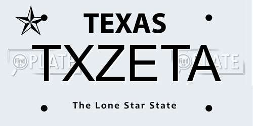 TXZETA Texas License Plate