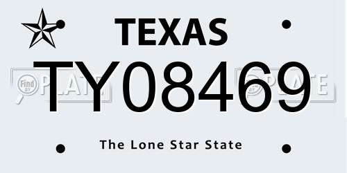 TY08469 Texas License Plate