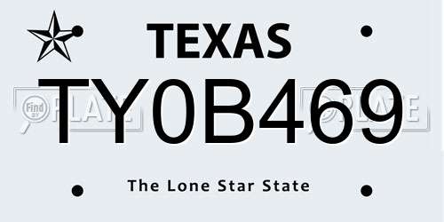 TY0B469 Texas License Plate