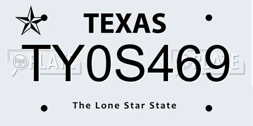 TY0S469 Texas License Plate