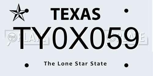 TY0X059 Texas License Plate