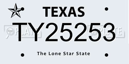 TY25253 Texas License Plate