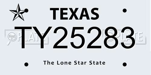 TY25283 Texas License Plate