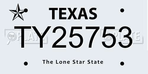TY25753 Texas License Plate