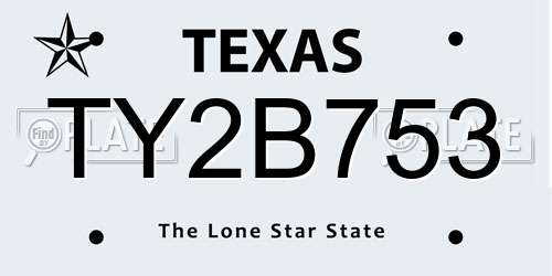 TY2B753 Texas License Plate