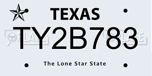 TY2B783 Texas License Plate